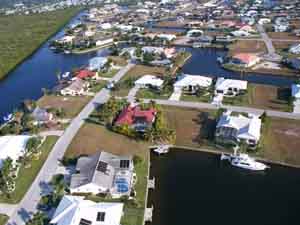 Typical canal front homes in Burnt Store Isles.